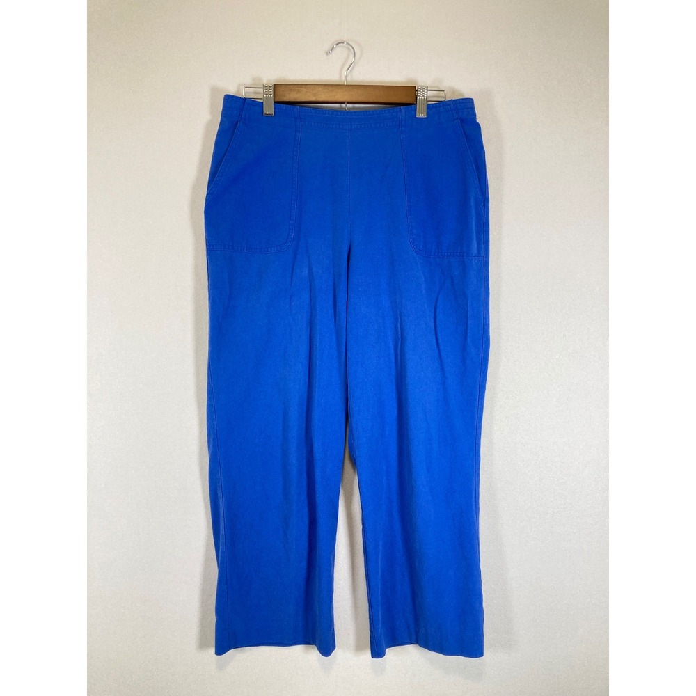 Coastal Grandma Alfred Dunner Women 12 Blue Cotton Pull On Wide Leg Crop Pants